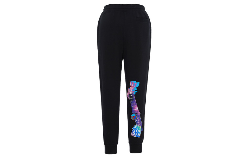 Jordan Air Jordan MJ Sticker Fleece Pants Casual Sports Fleece Lined Long Pants Black CT6725-010 outlook