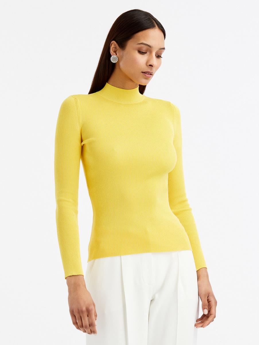 LONG SLEEVE MOCK NECK RIBBED PULLOVER - 1