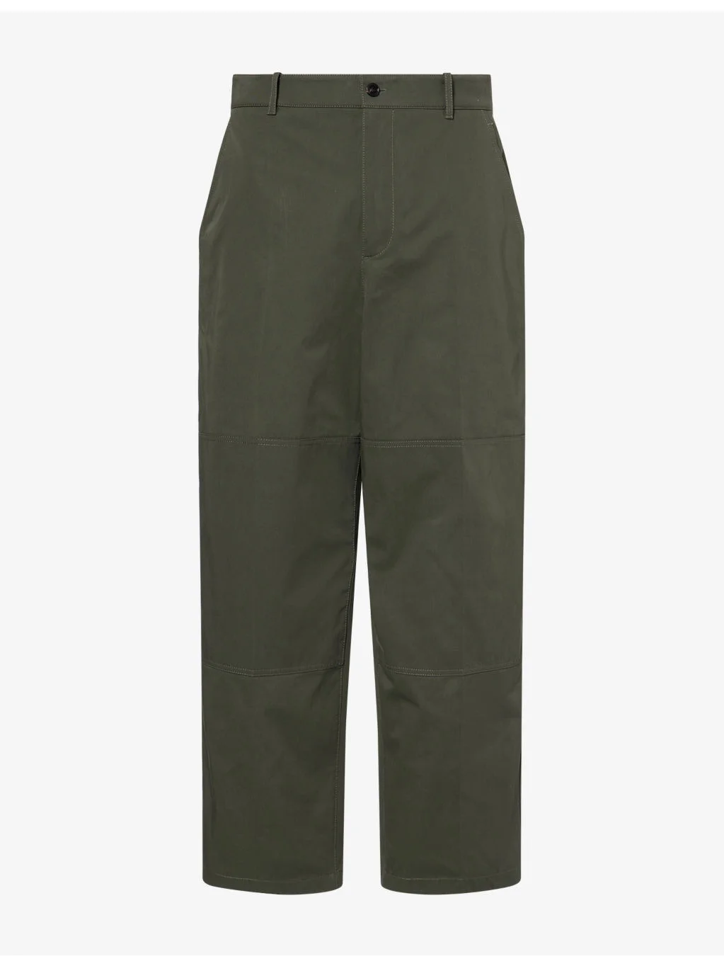 Contrast-Stitch Wide-Leg Cotton Trousers - 1