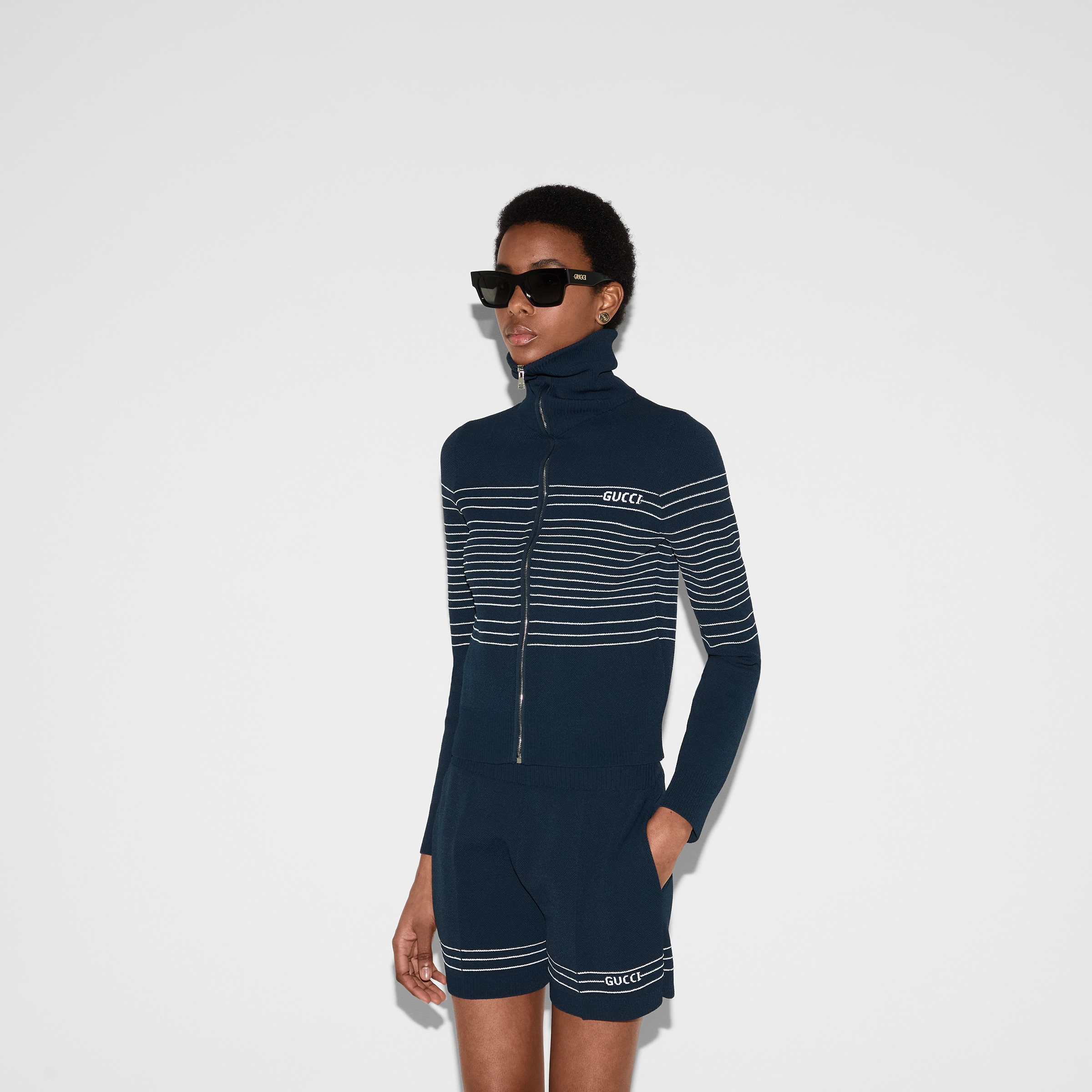 Fabric polo jacket with intarsia - 3