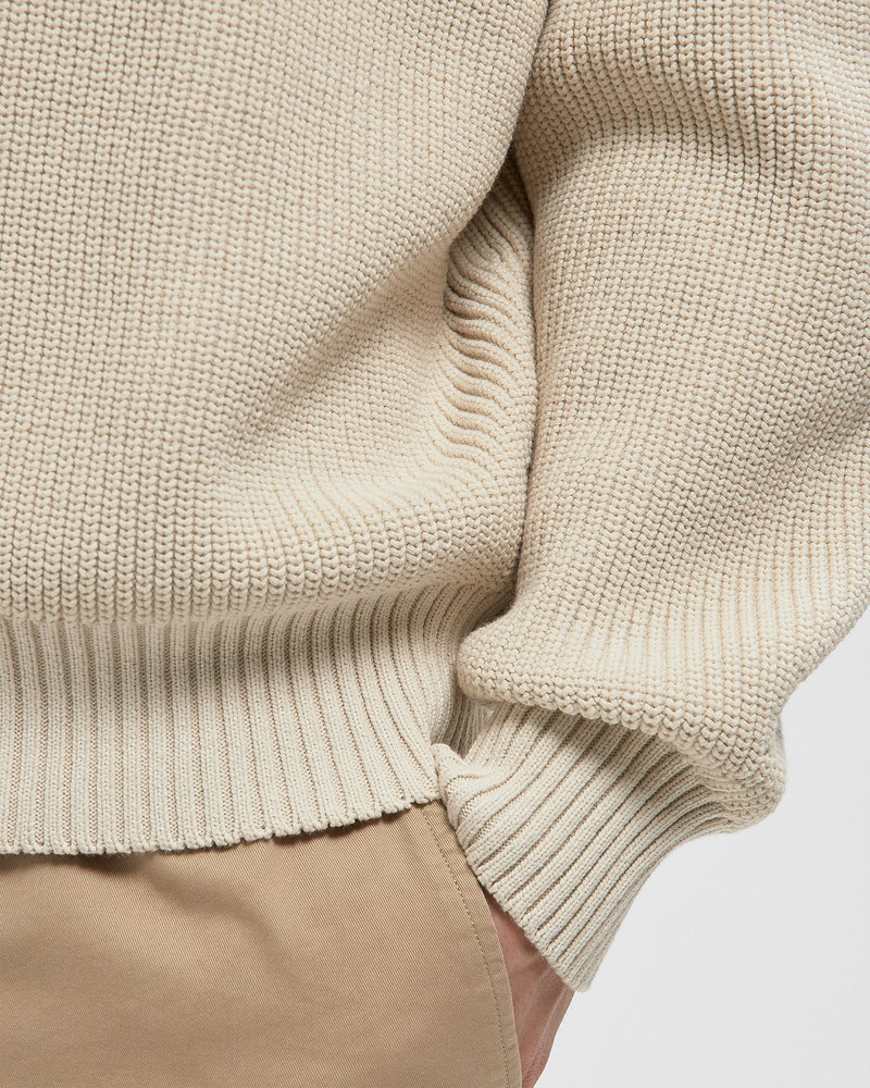 Badge Accent Pearl Rib Polo Collar Sweater 4