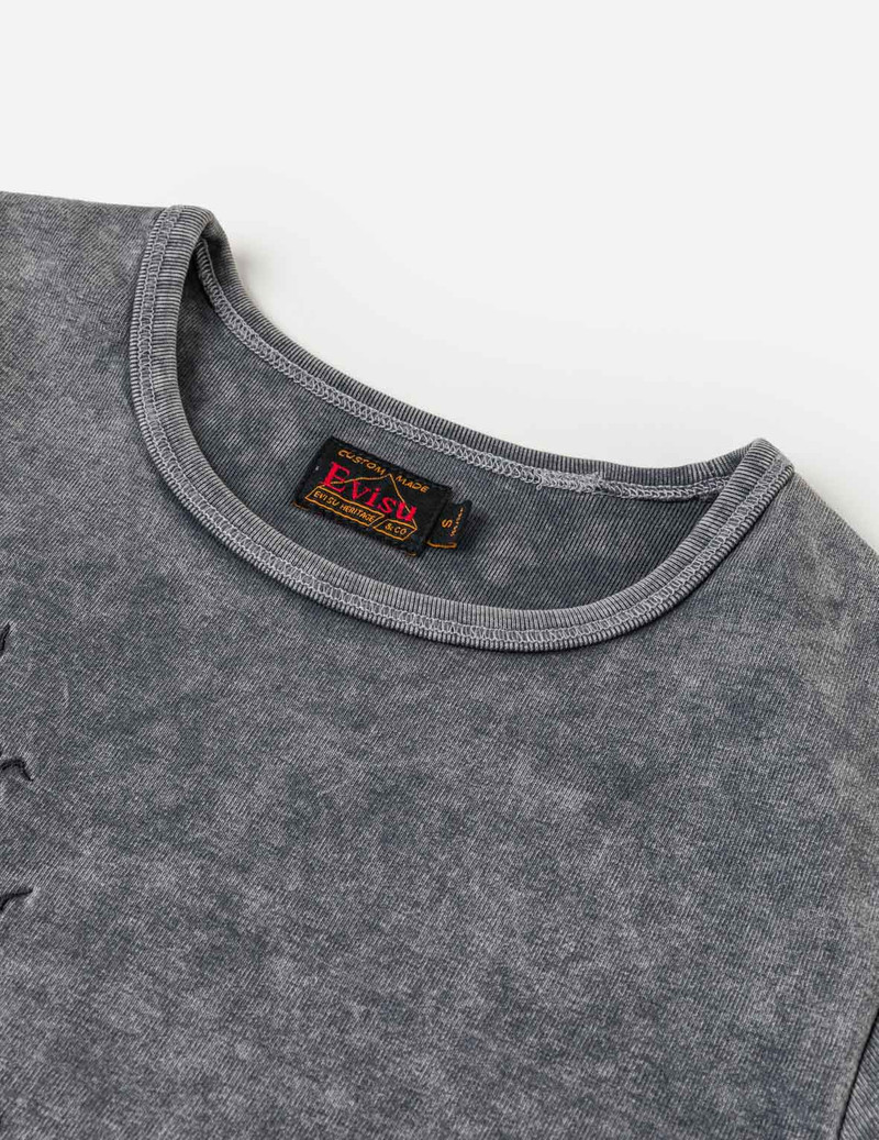 Slogan Seagull Embroidery Oil Wash T-shirt 8