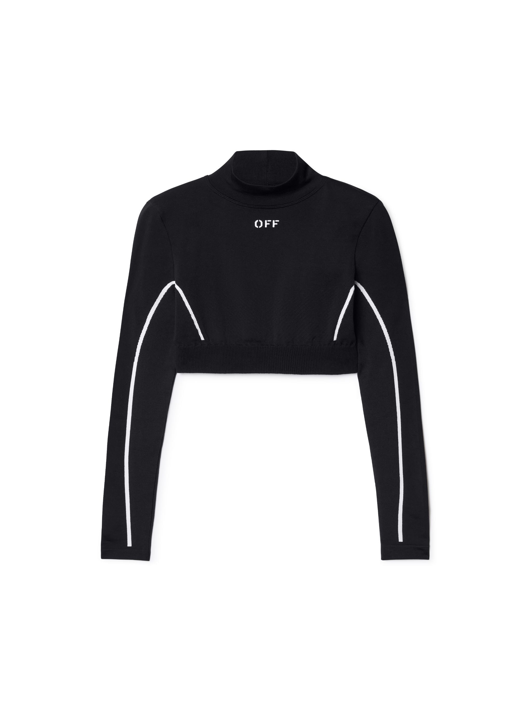 Black Stamp Seamless Crop Top - 1