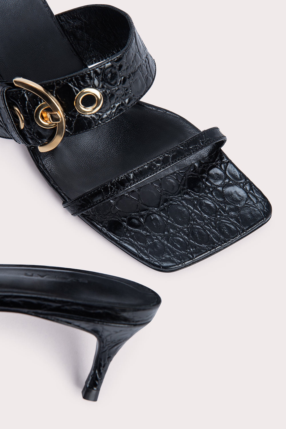 Bettina Black Circular Croco Embossed Leather - 4
