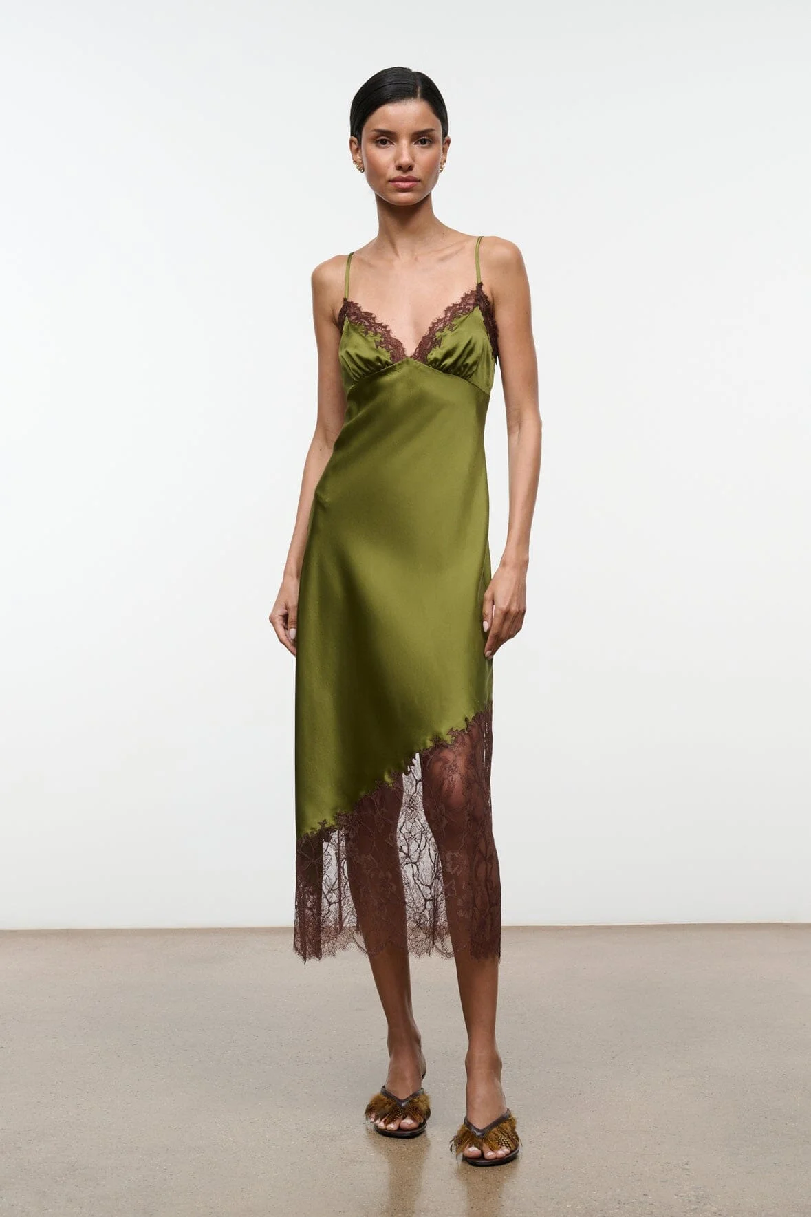 STAUD LARA SILK DRESS PEAR - 1