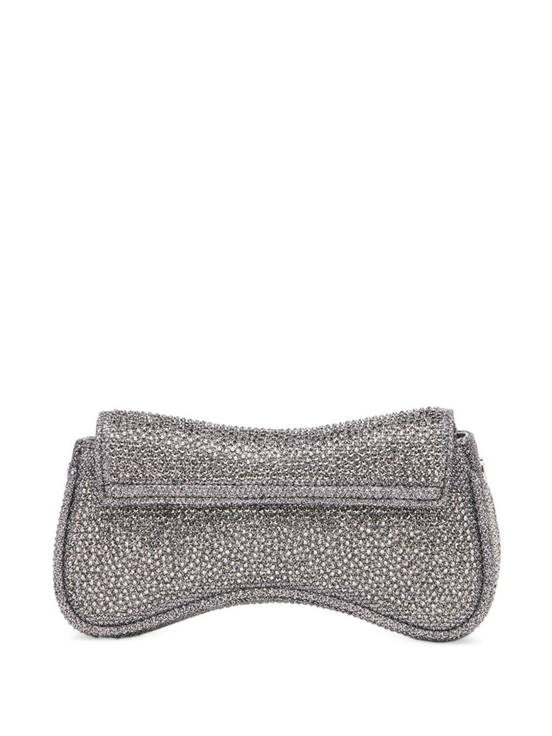Diesel crystal-embellished logo-plaque clutch bag outlook
