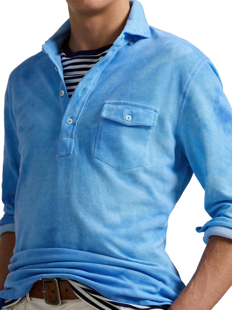 Men's Garment-Dyed Mesh Polo Shirt - Sky Blue 5