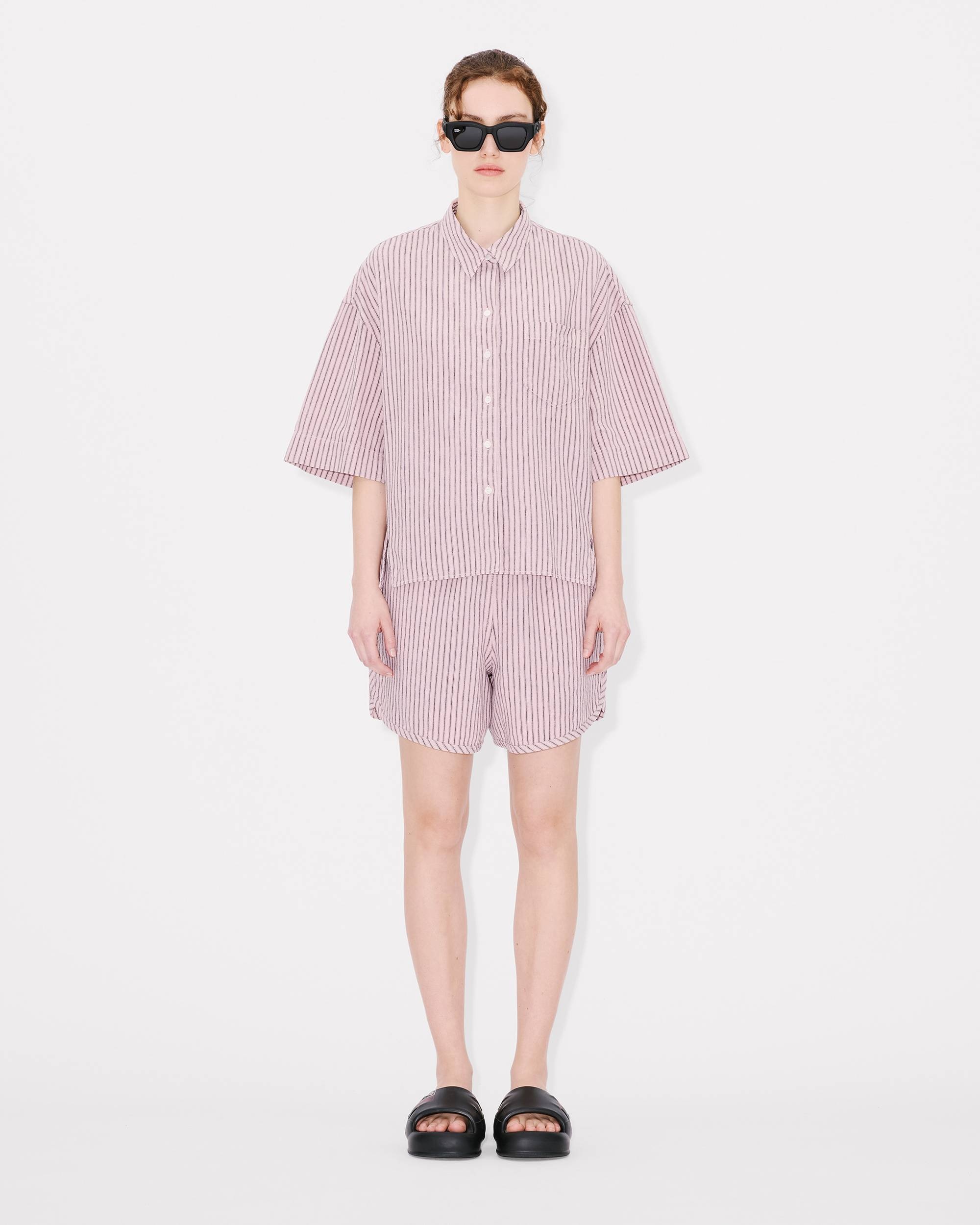'KENZO Coast Lines' cocoon short sleeve shirt in cotton linen - 5
