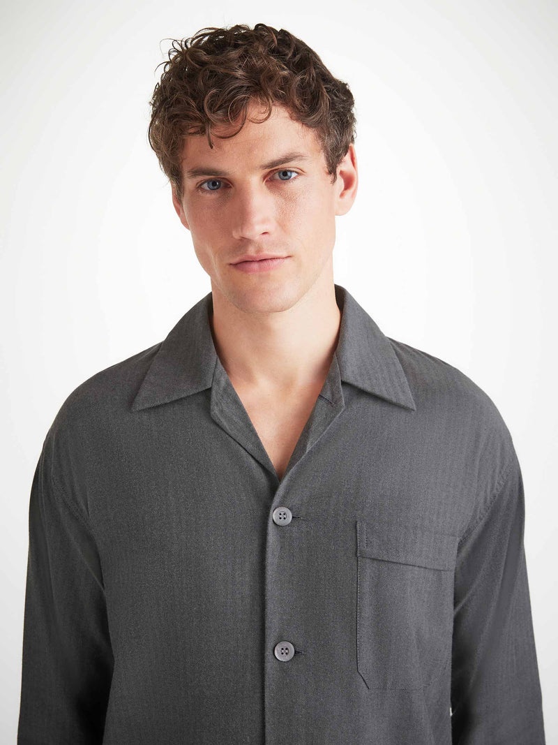 Men's Classic Fit Pajamas Balmoral Brushed Cotton Charcoal - 2