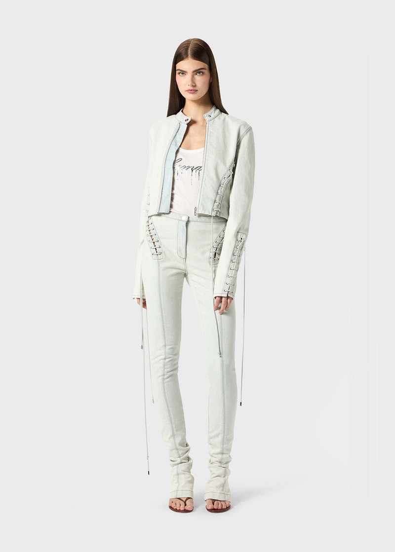 Blumarine DENIM JACKET WITH EYELETS AND STRAPS outlook
