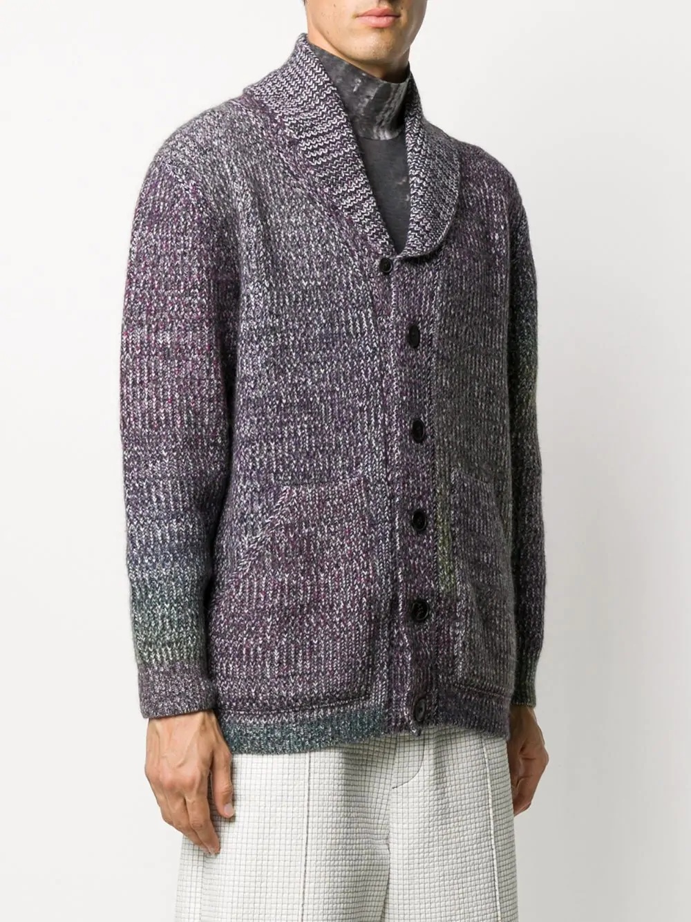 mottled wool knit cardigan - 3