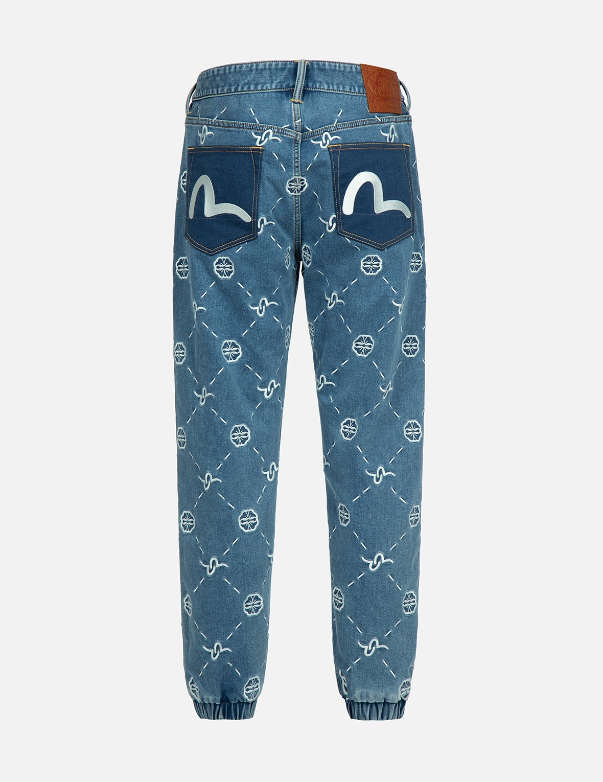 MONOGRAM EMBROIDERY REGULAR FIT DENIM JOGGER PANTS - 2