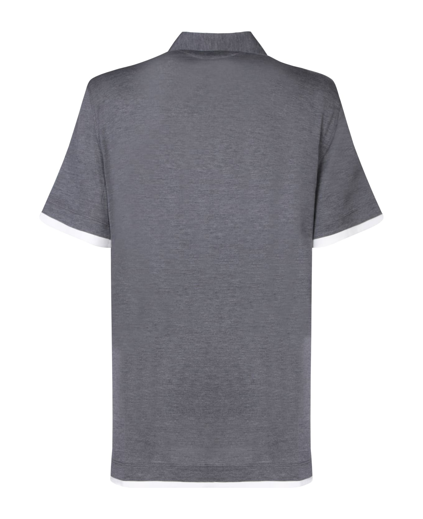 Silk And Cotton Grey Polo Shirt - 2