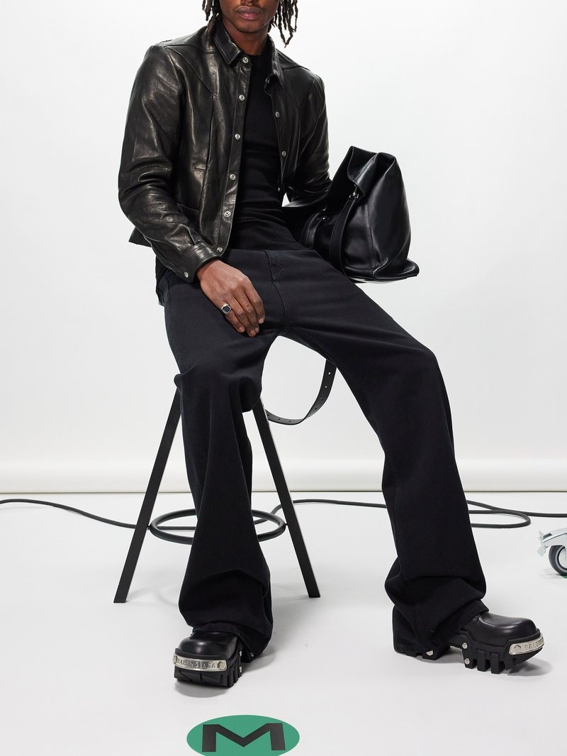 Rick Owens Alice Strobe leather shirt jacket - ru01d3743lnv-09