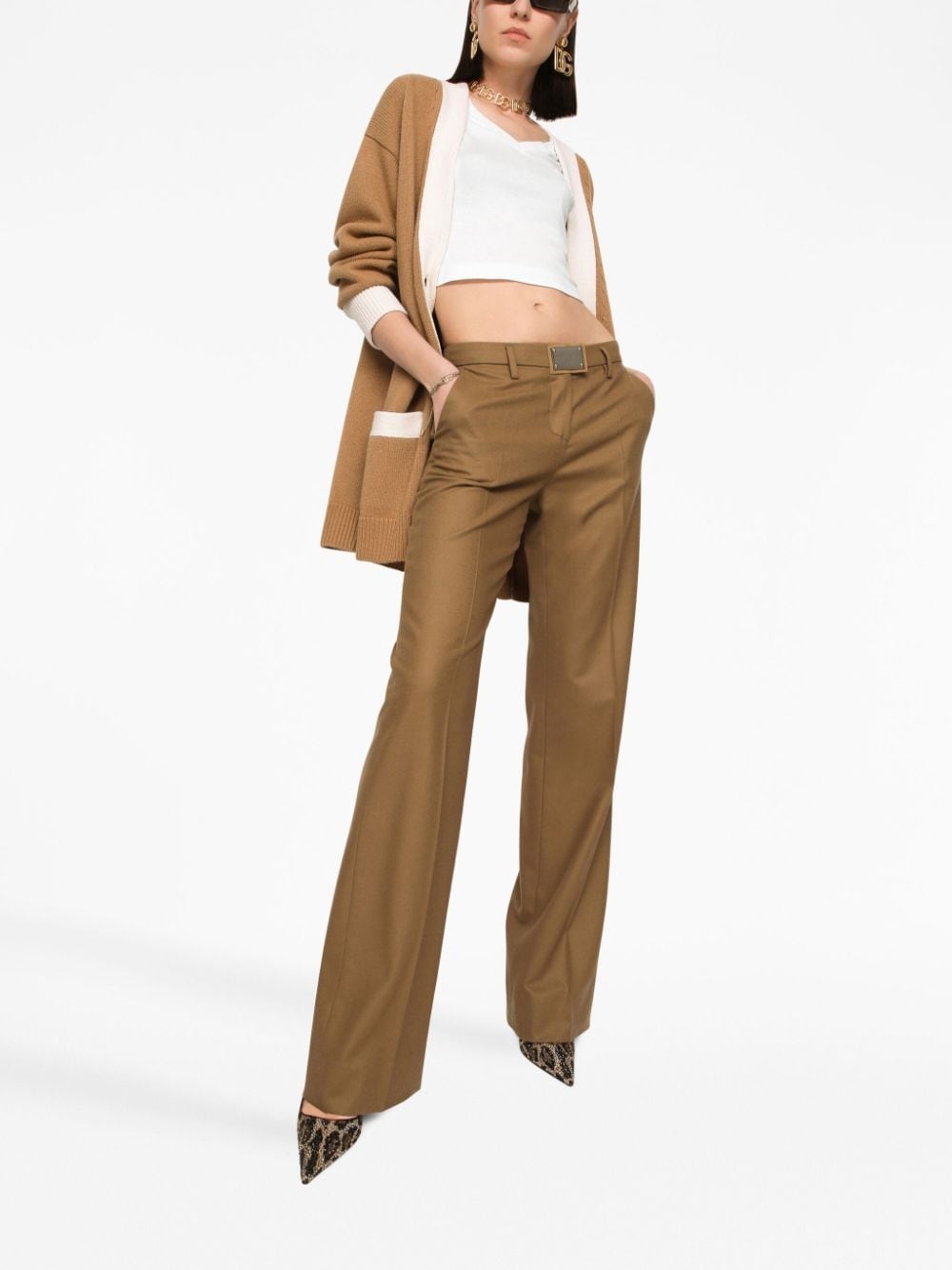 logo-plaque straight-leg trousers - 2