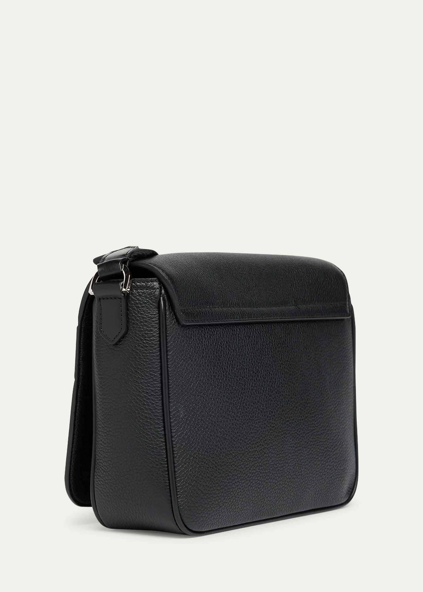 Men's Soft Grain Leather Flap Messenger Bag - 3