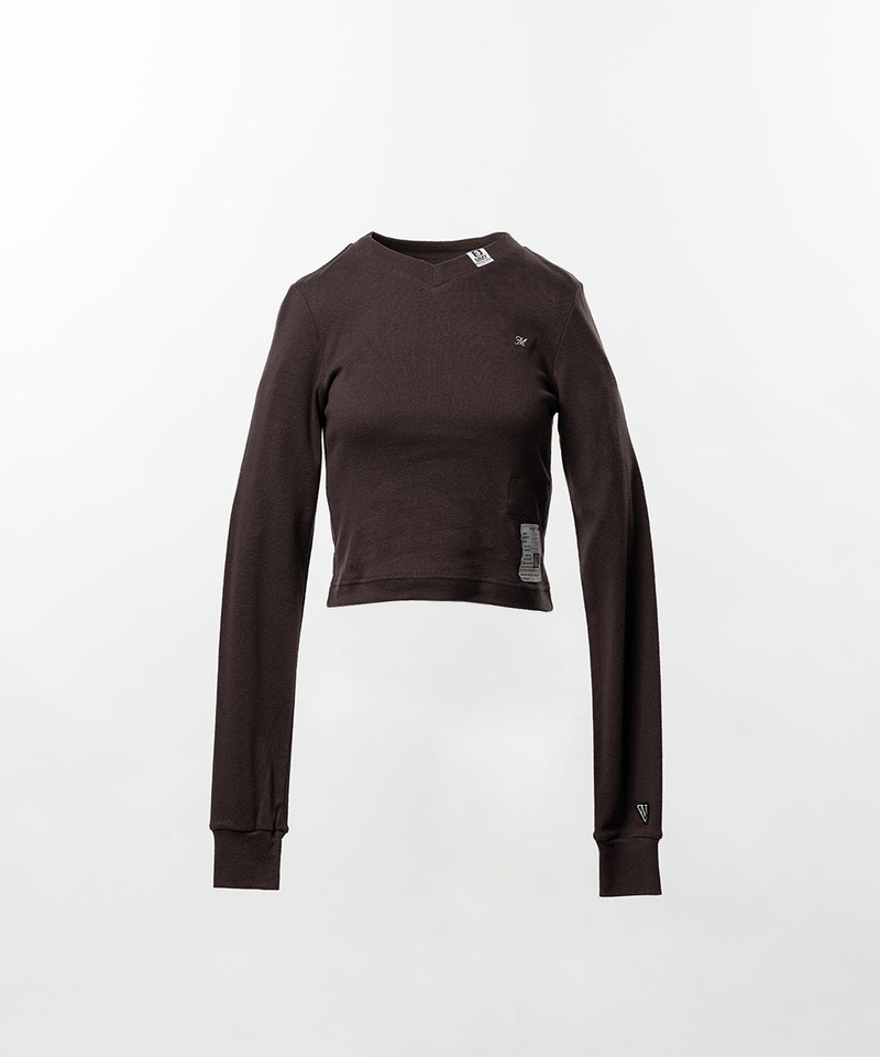 V-Neck Cropped Long Sleeve T-Shirt 26