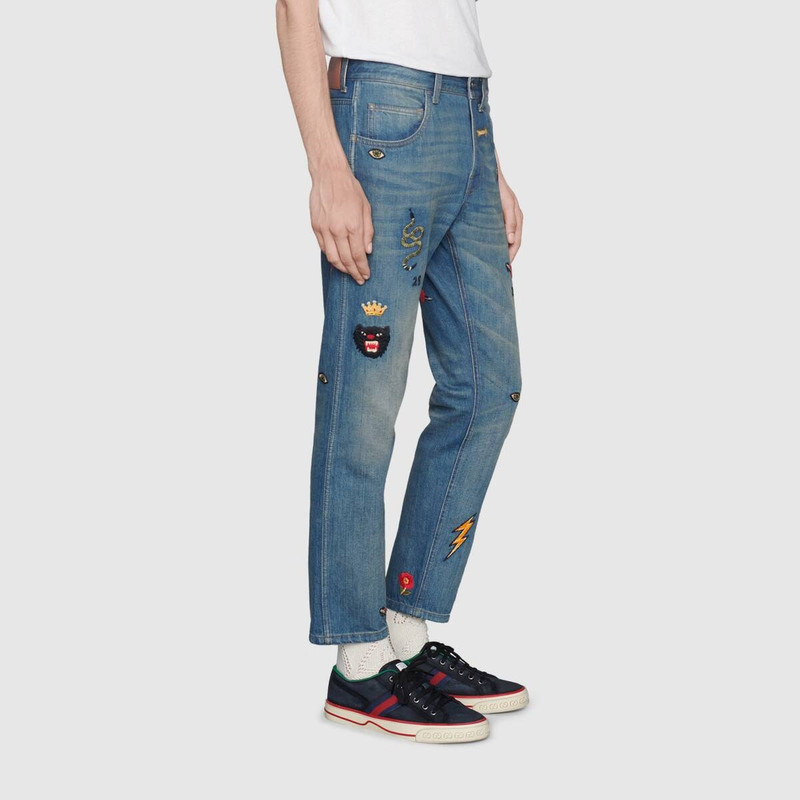 Tapered jeans with symbols  4