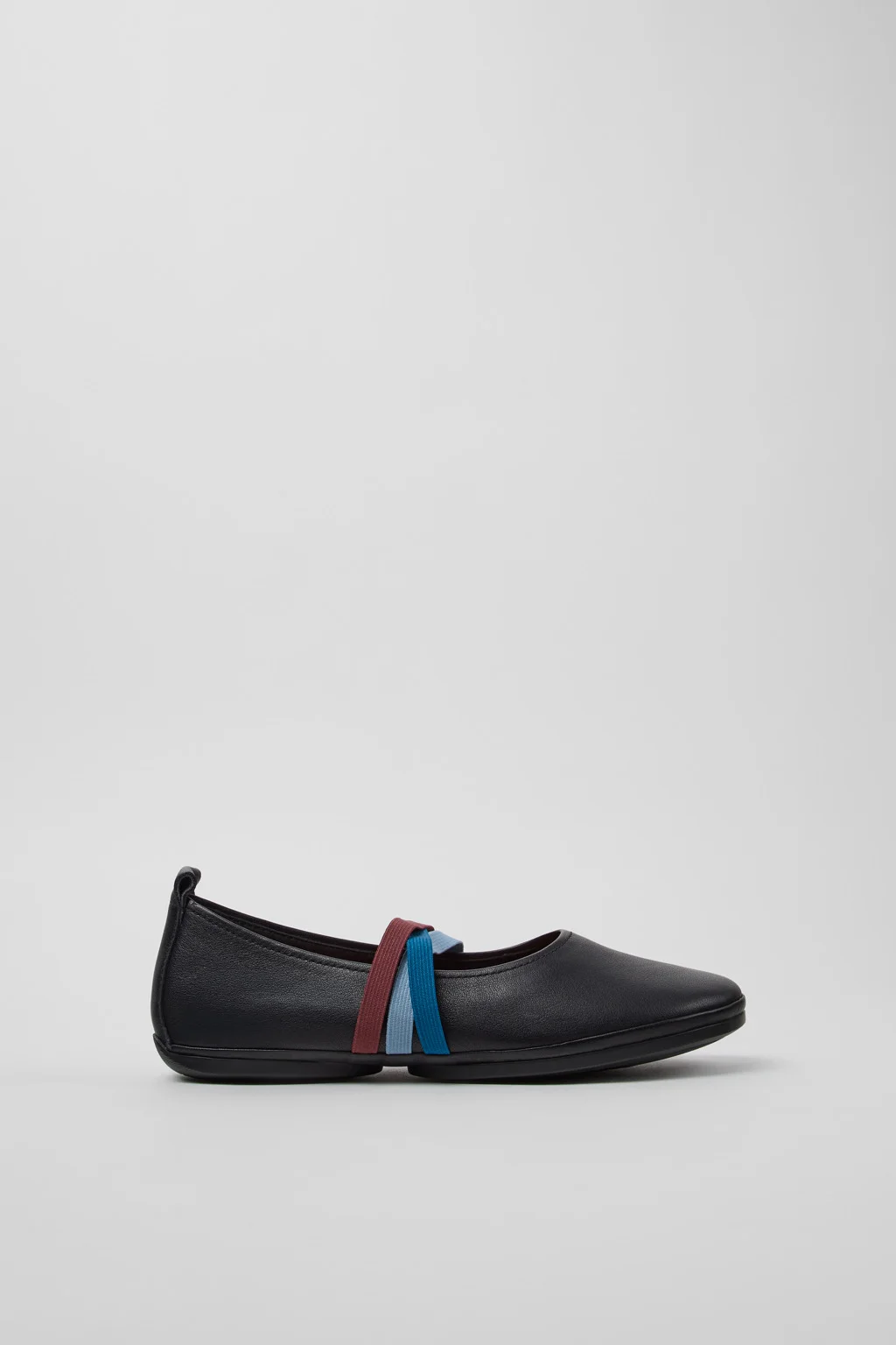 Twins Black Leather Ballerinas for Women. - 1