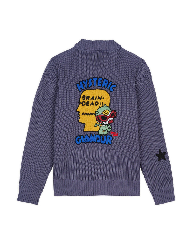 BRAIN DEAD Brain Dead x Hysteric Mini Crochet Zip Cardigan - Blue outlook