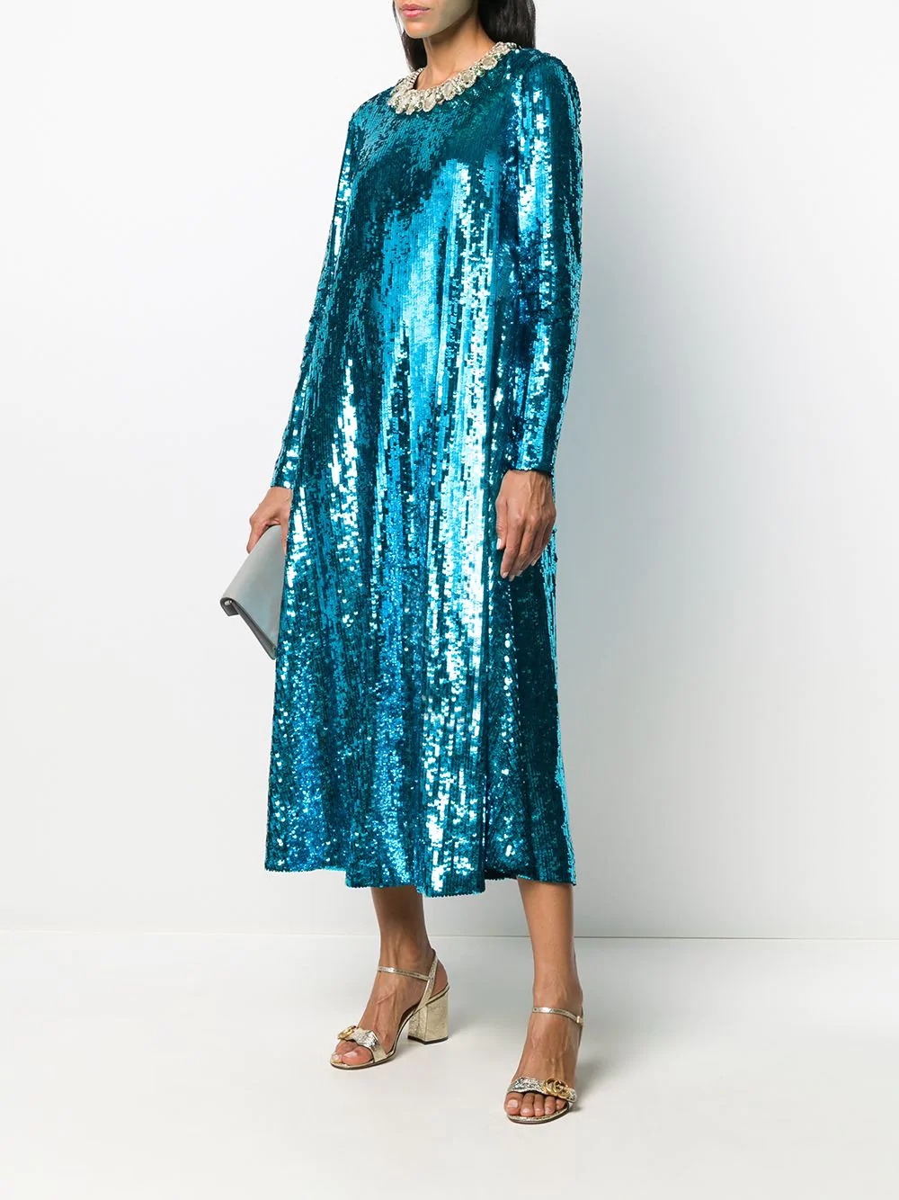 bead-embellished sequin shift dress - 2