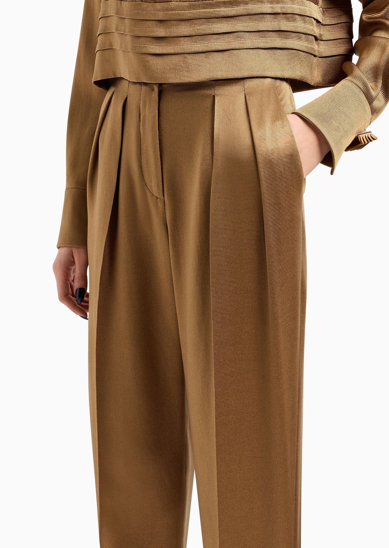 Two-dart ottoman silk trousers - 5