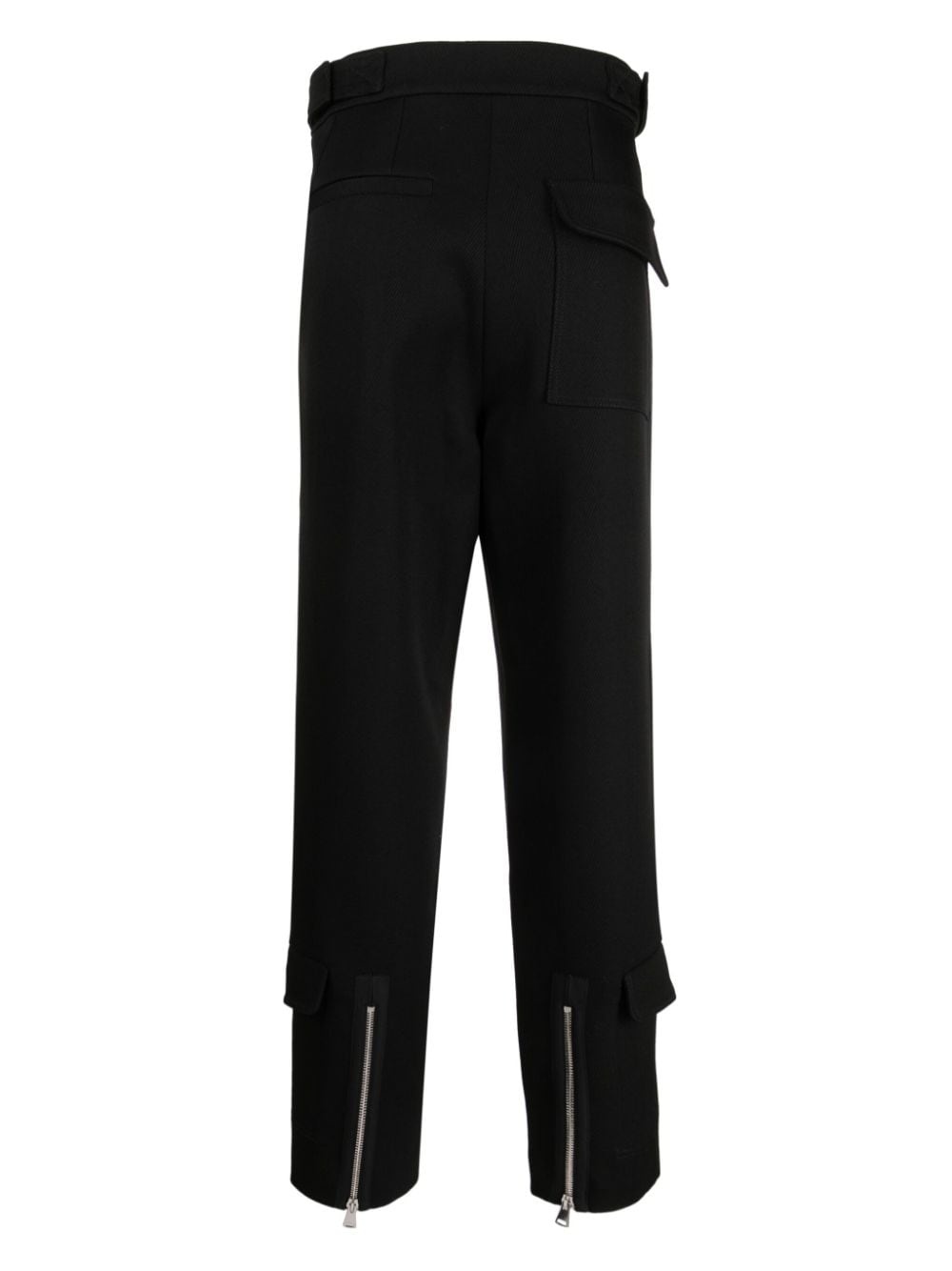 zip-details wool straight trousers - 2