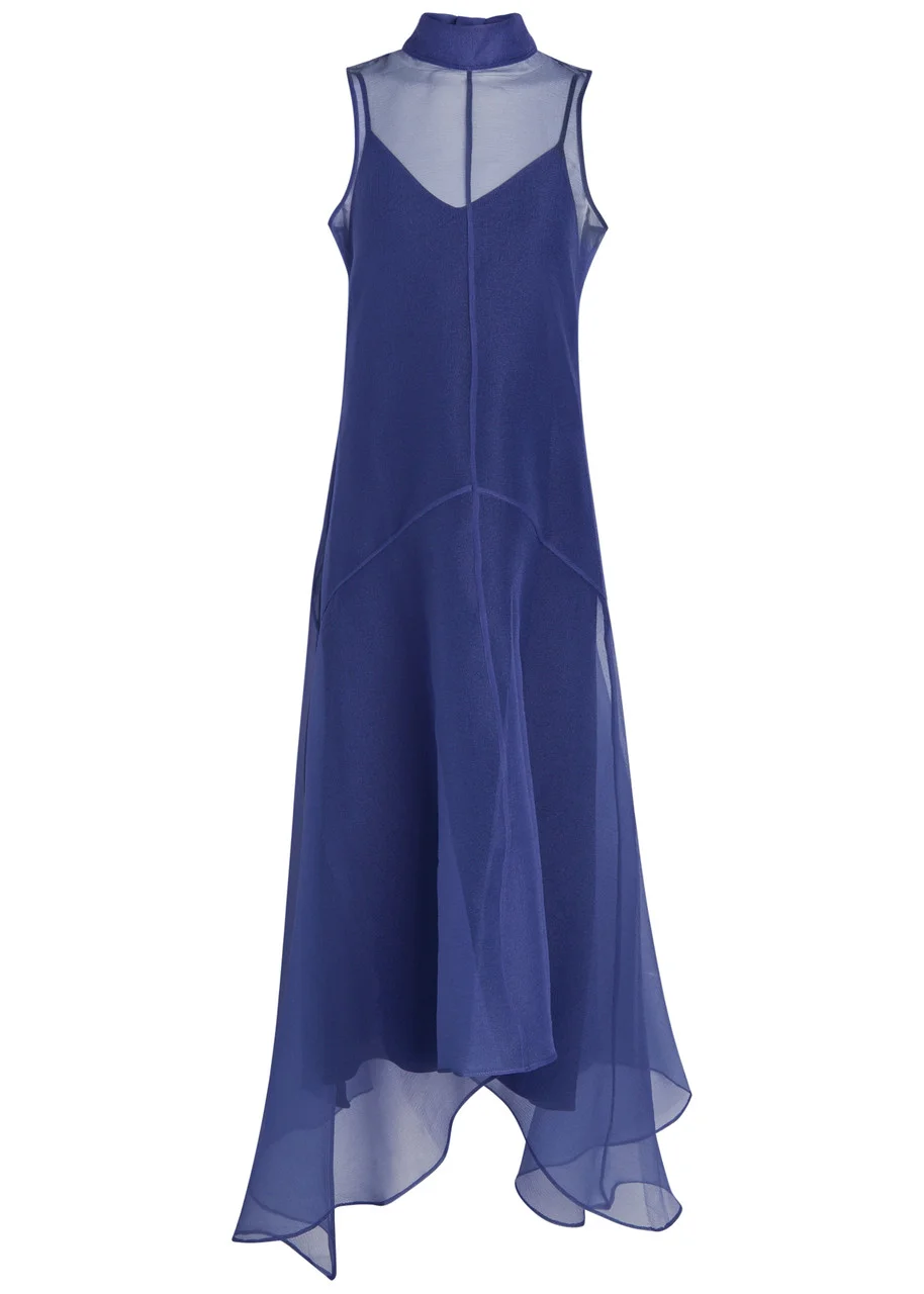 Staud Auden Asymmetric Organza Midi Dress - 1