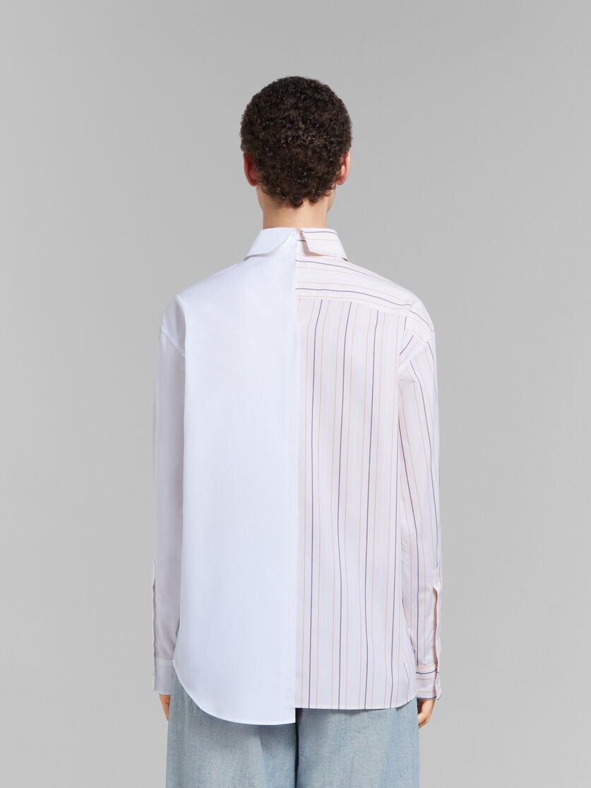 WHITE AND STRIPED ORGANIC COTTON PATCHWORK SHIRT - 3