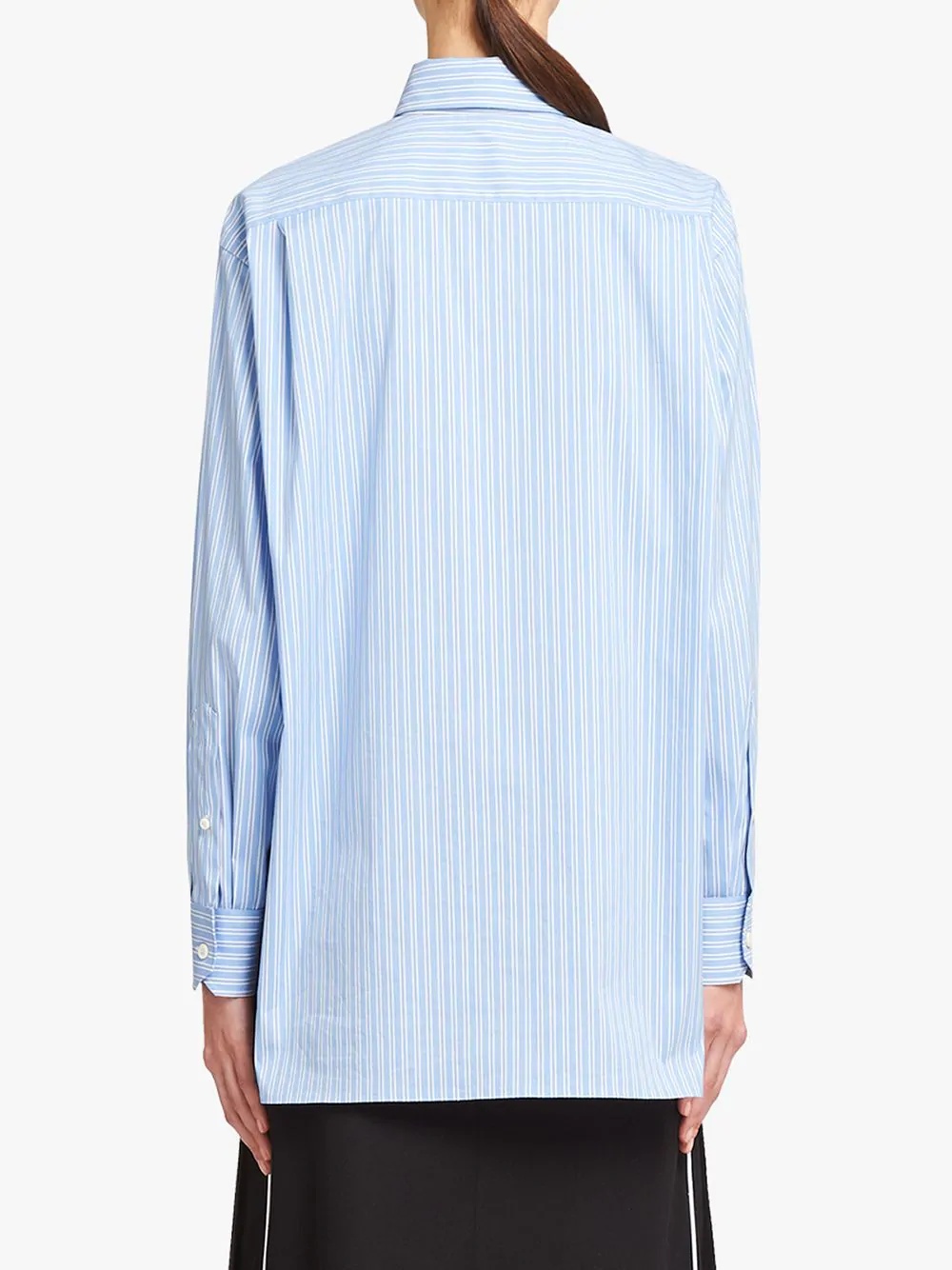 long-line pinstriped shirt - 4