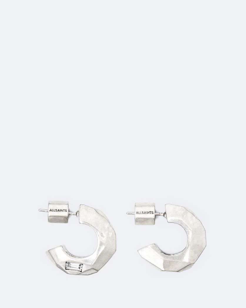 FACETED C HOOP EARRINGS - 1