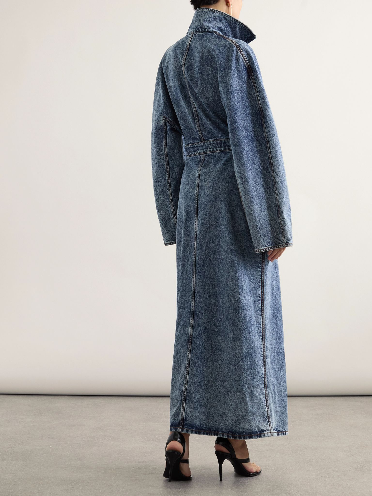 Spiral asymmetric denim coat Blue - 3