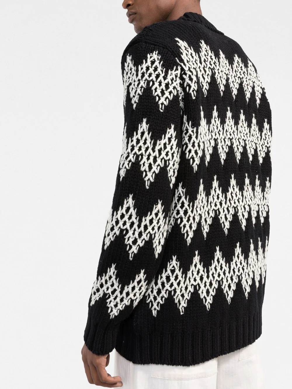 zigzag-knit wool cardigan - 3