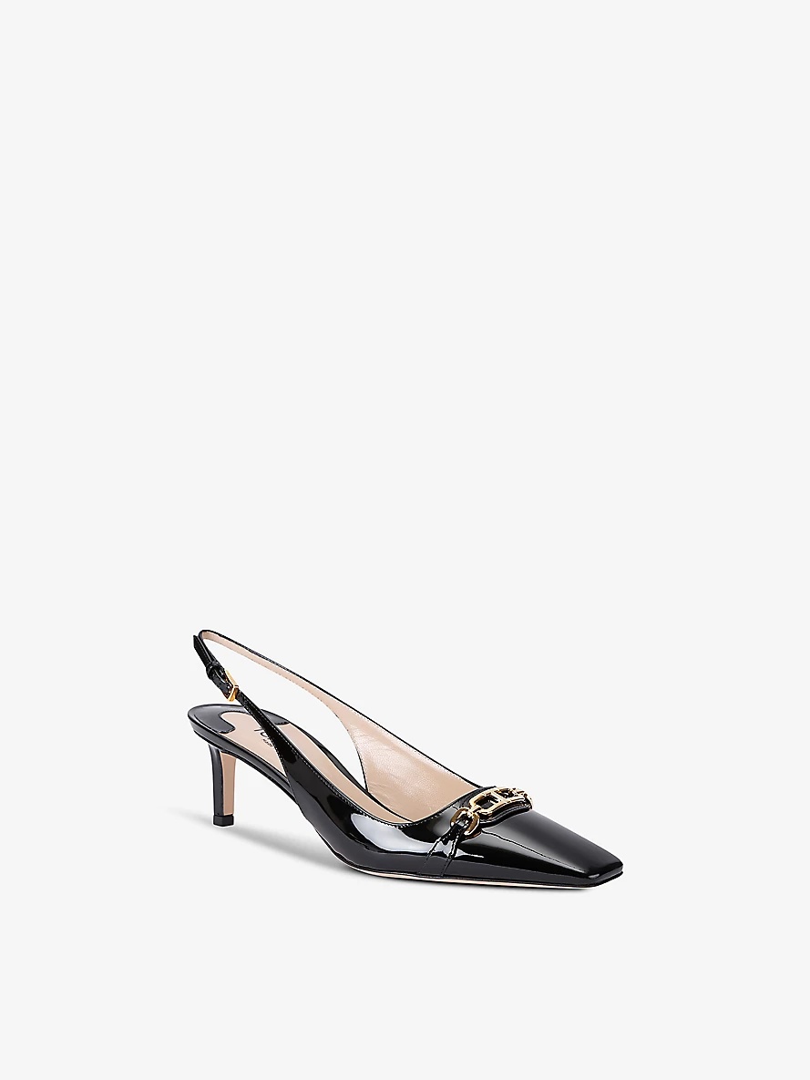 Whitney logo-embellished patent-leather slingback courts - 3