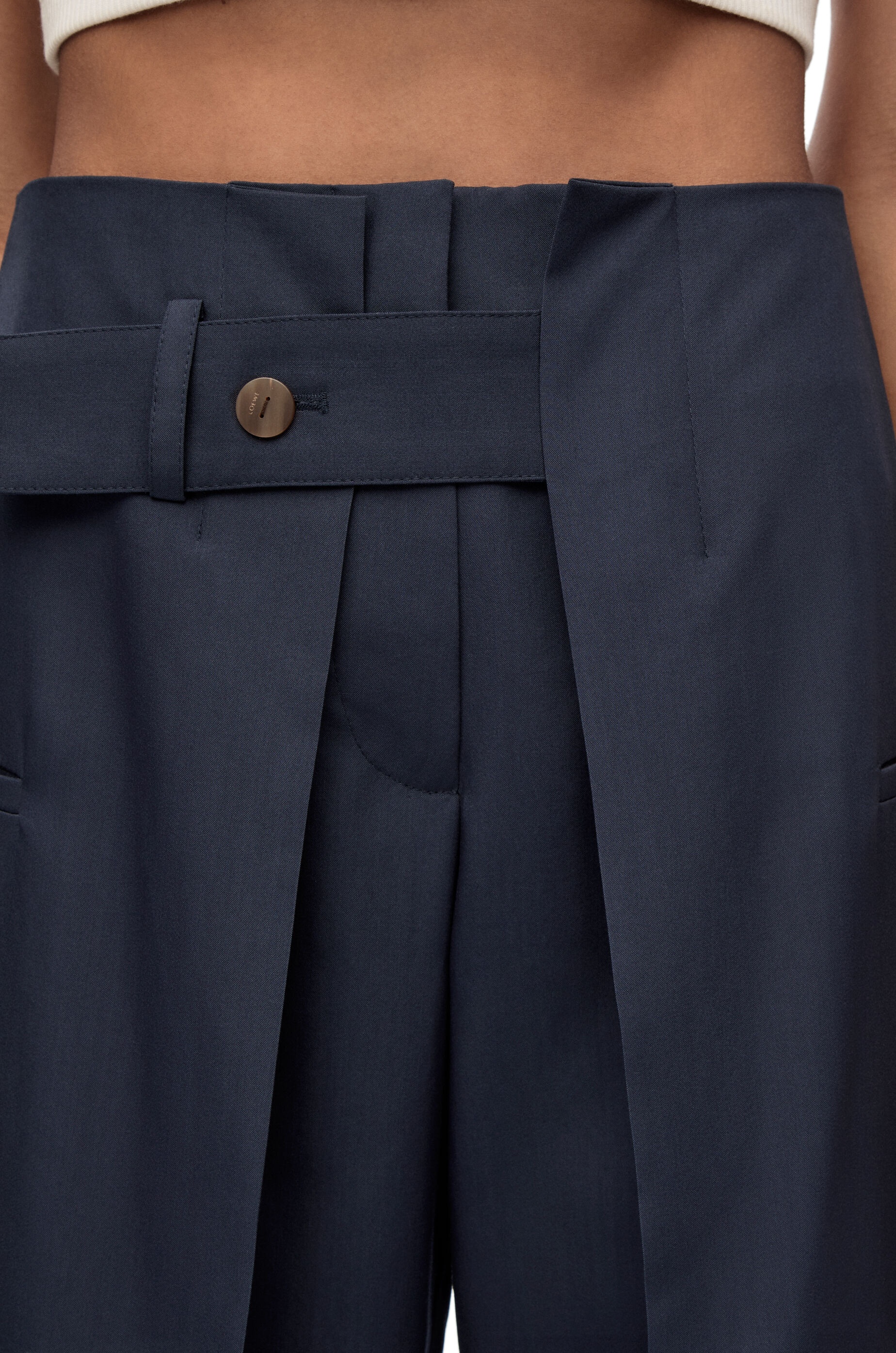 Pleated cropped trouser in wool and silk - 5