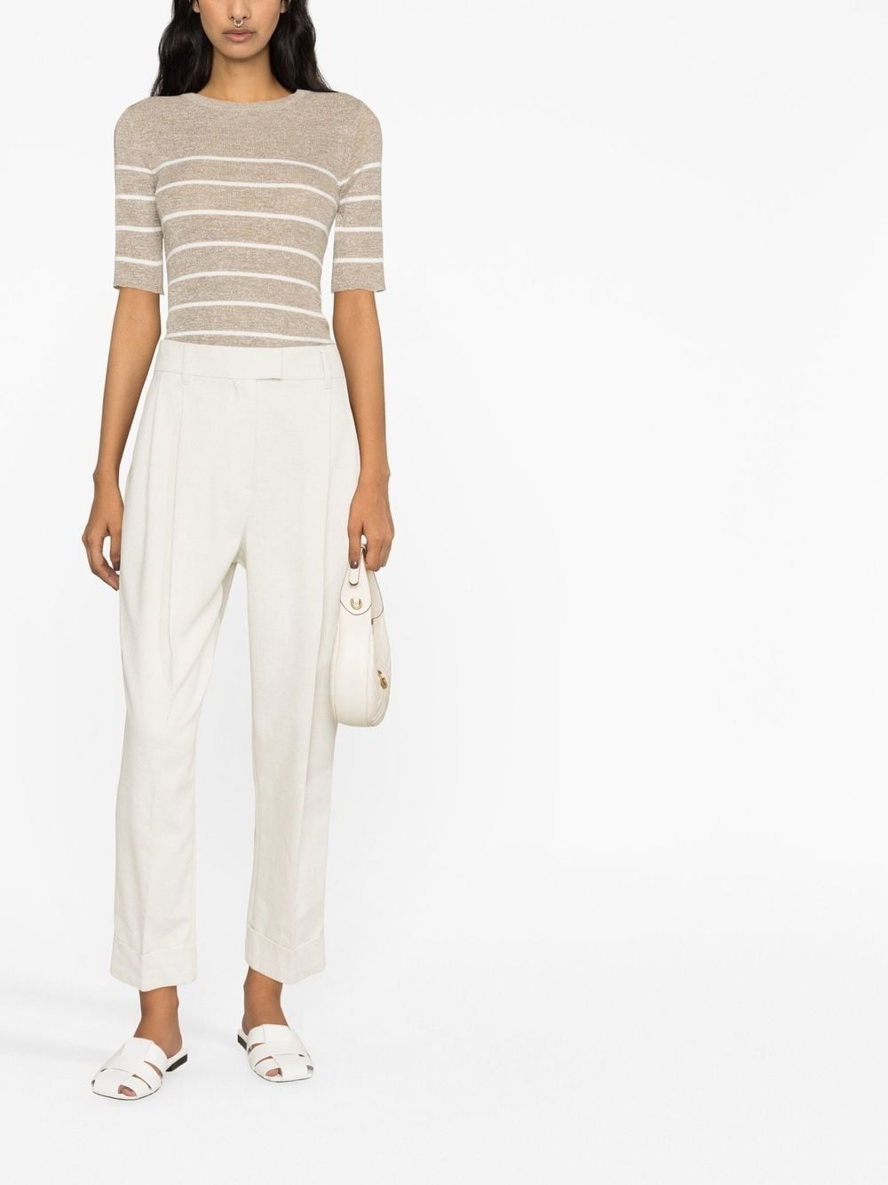 high-waisted cropped tailored trousers - 2