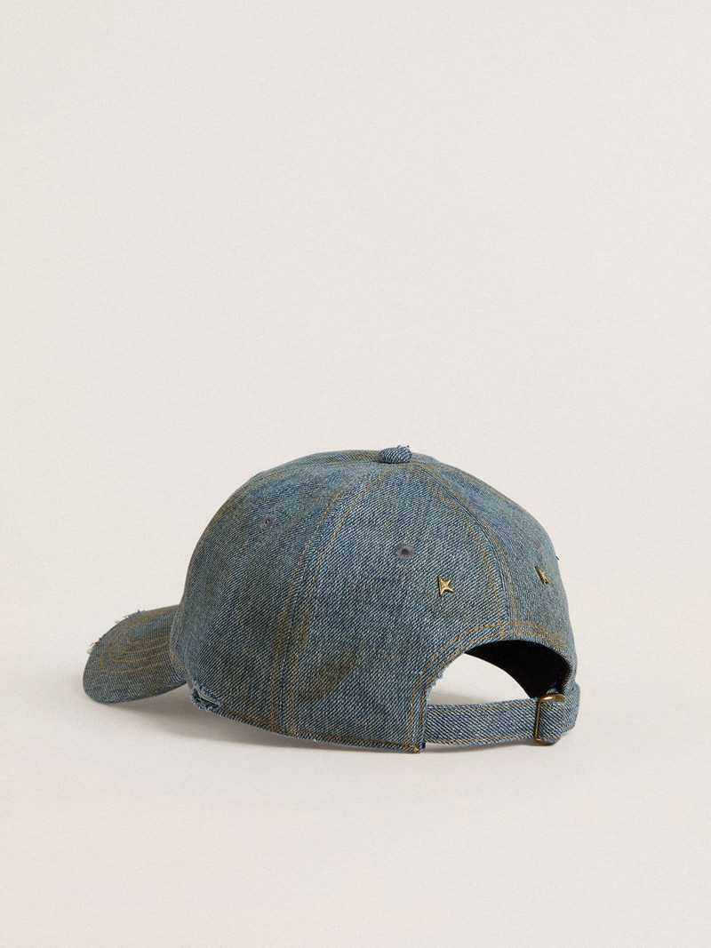 Denim-colored cotton baseball cap with a lived-in finish 4
