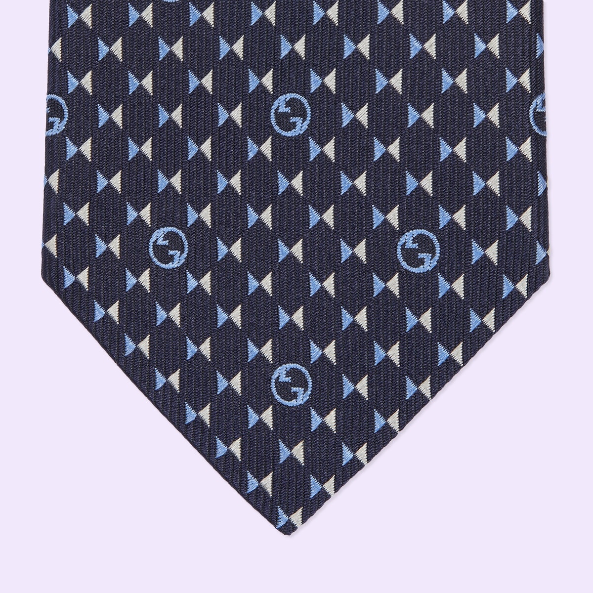 Round Interlocking G silk tie - 4