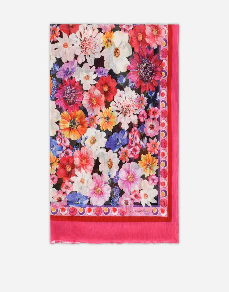 Garden-print crepon scarf (120 x 200) - 1