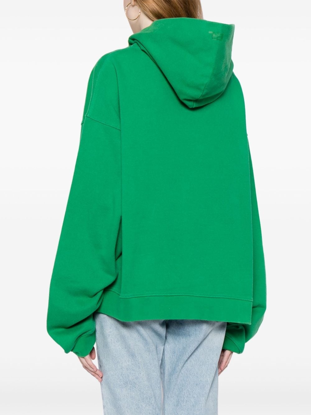 leaf-print cotton hoodie - 4