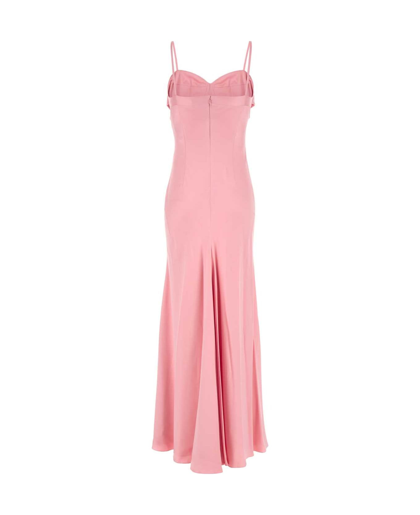 Pink Satin Long Dress - 2