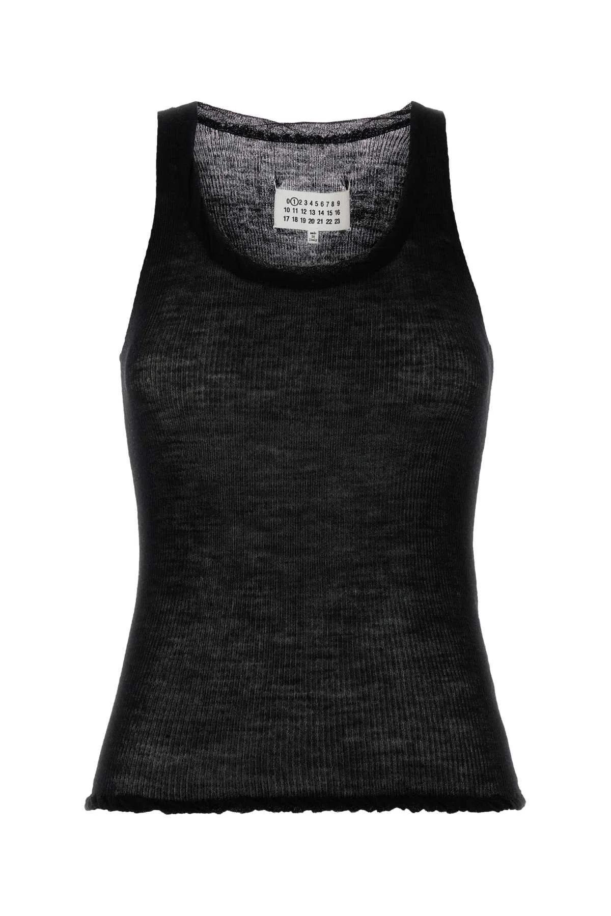 Maison Margiela Women Black Knit Tank Top - 1