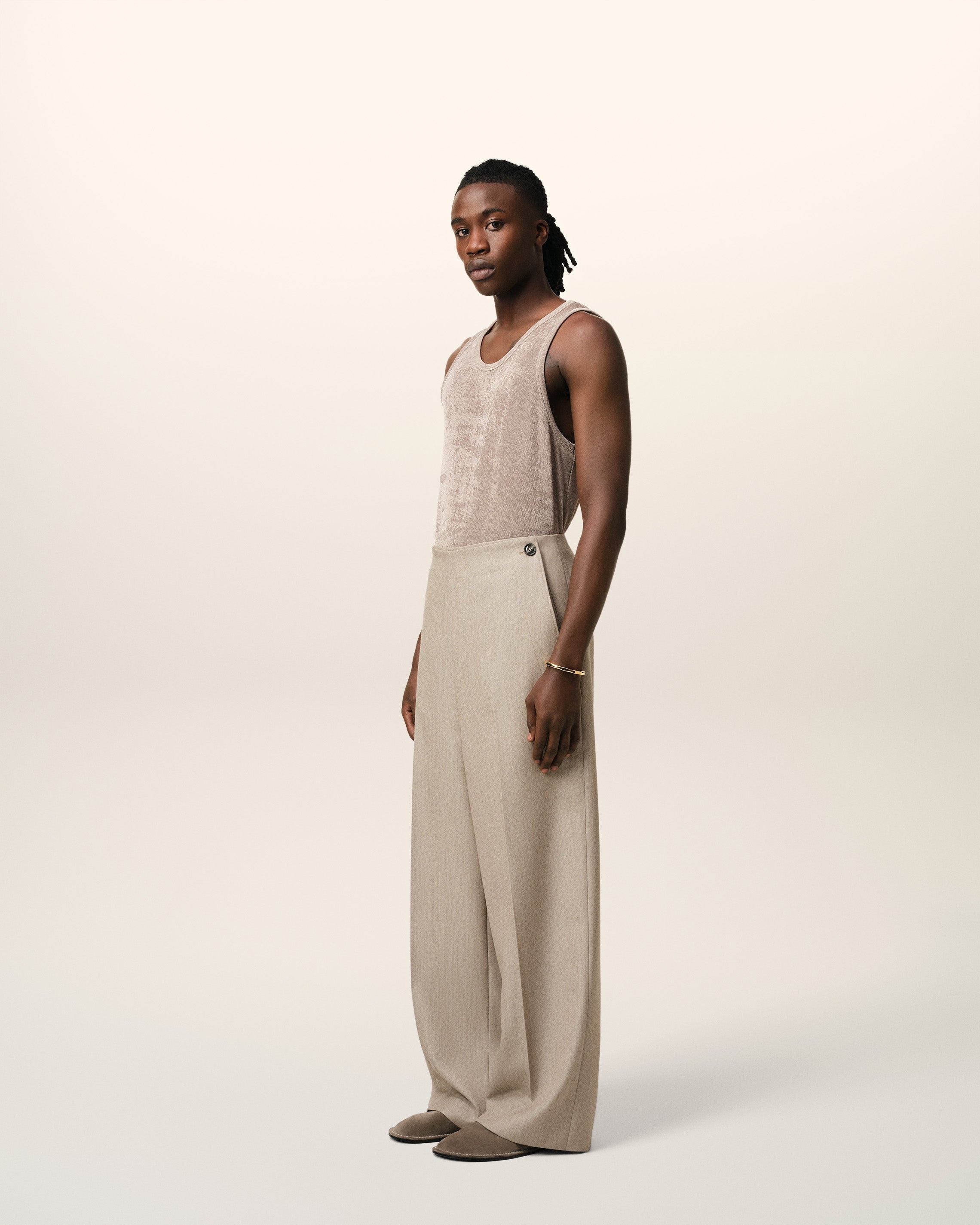 BEIGE NEW WOOL SAILOR TROUSERS - 6
