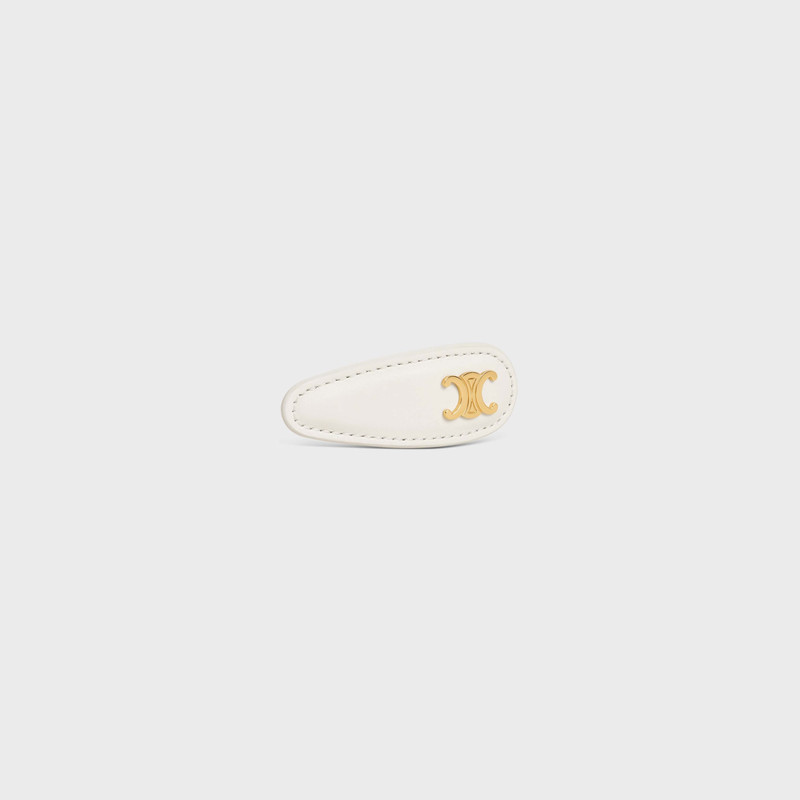 CELINE Triomphe Snap Hair Clip in Calfskin, Brass with Gold Finish and Steel outlook