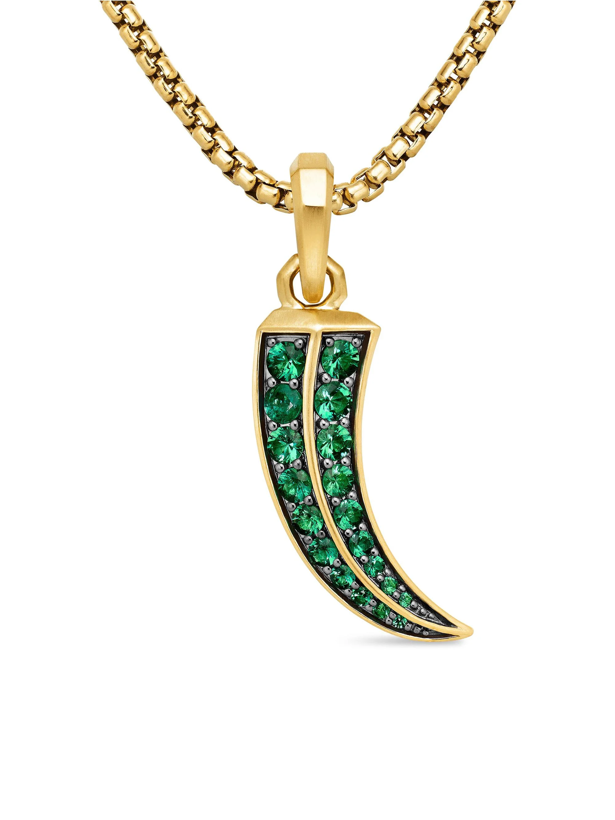 Men's Roman Claw Amulet in 18K Yellow Gold - Emerald - 1