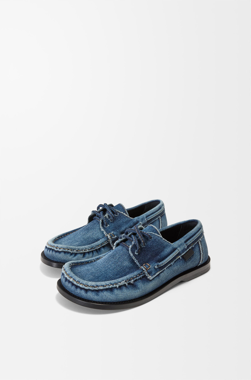 Campo boat shoe in washed denim - 1