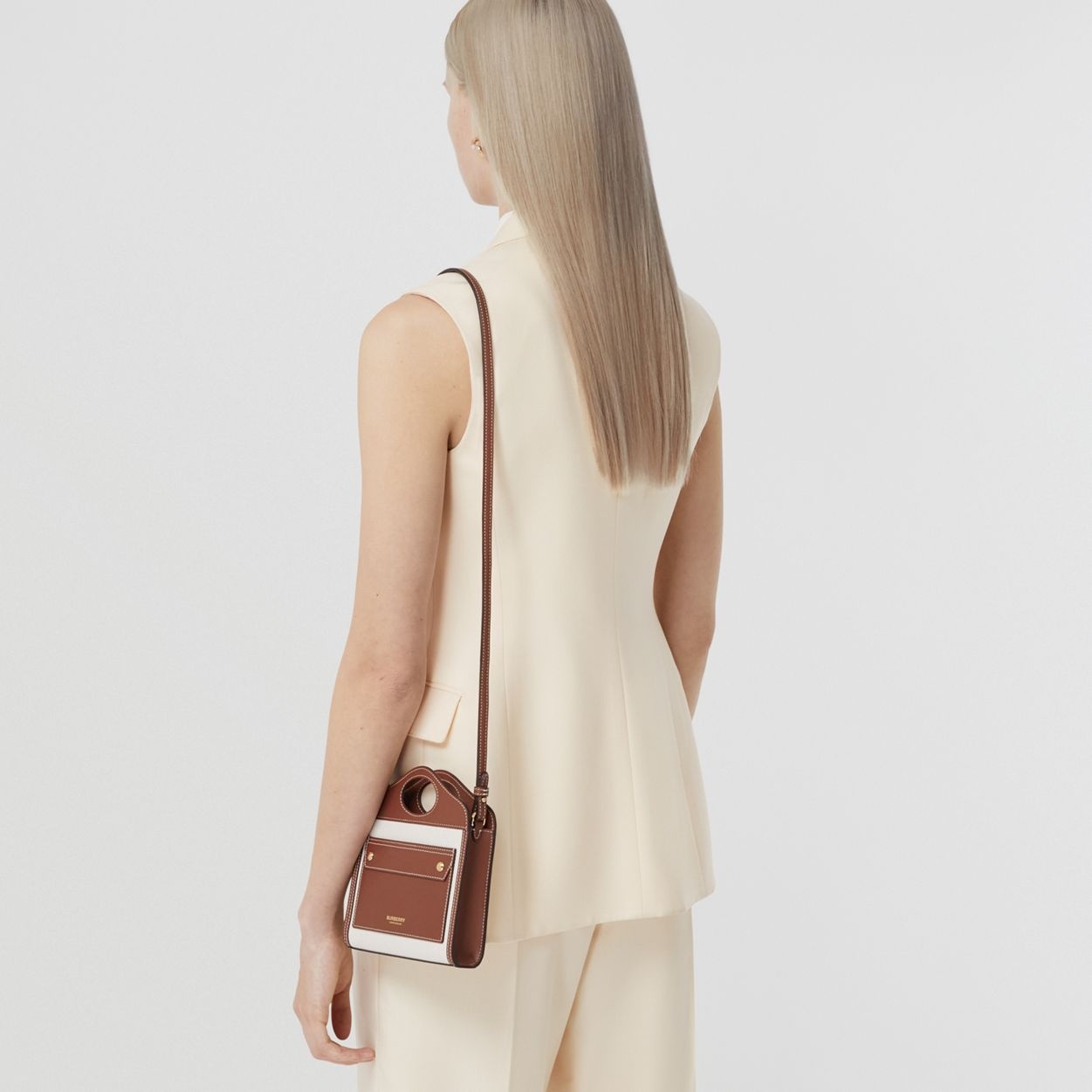 Micro Two-tone Canvas and Leather Pocket Bag - 3