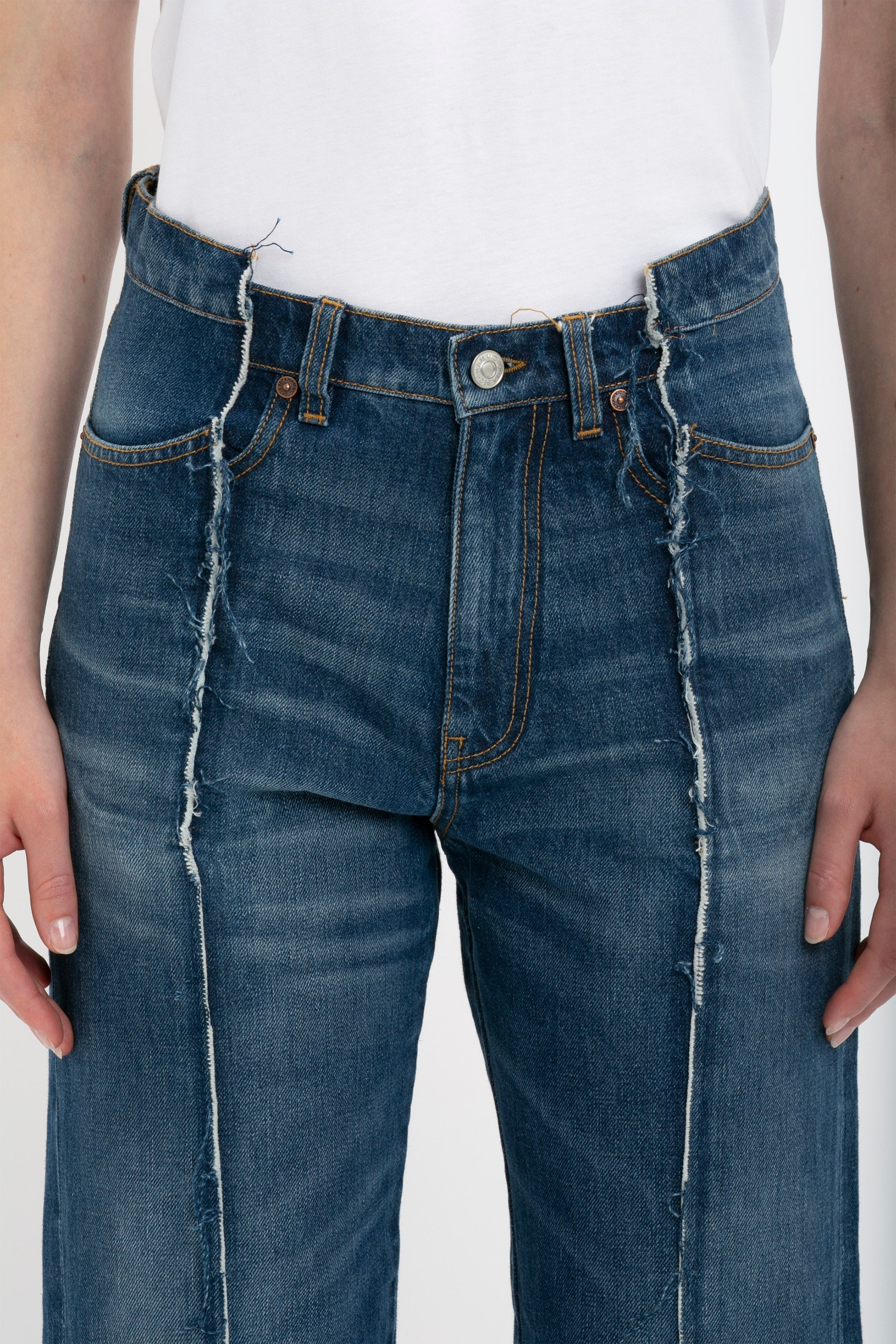 Deconstructed Slim Jean In Dark Vintage Wash - 5
