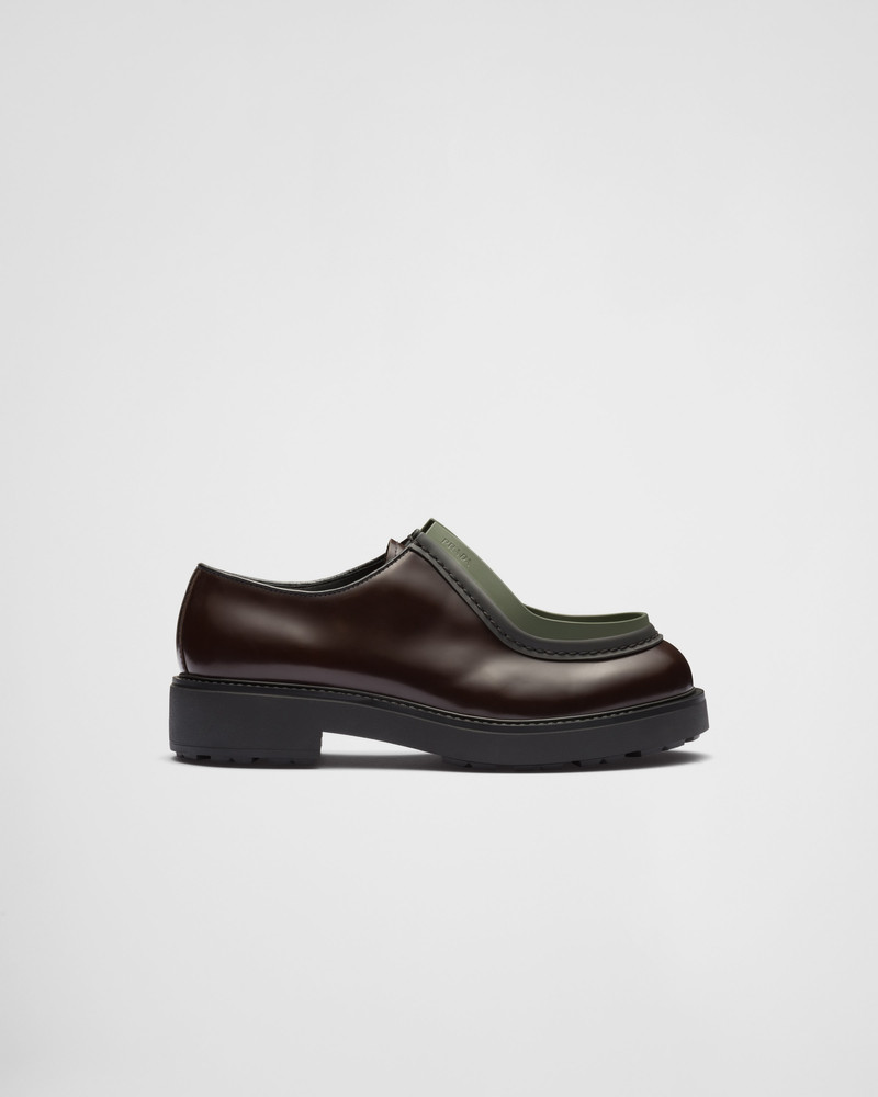 Prada Diapason opaque brushed leather lace-up shoes | REVERSIBLE