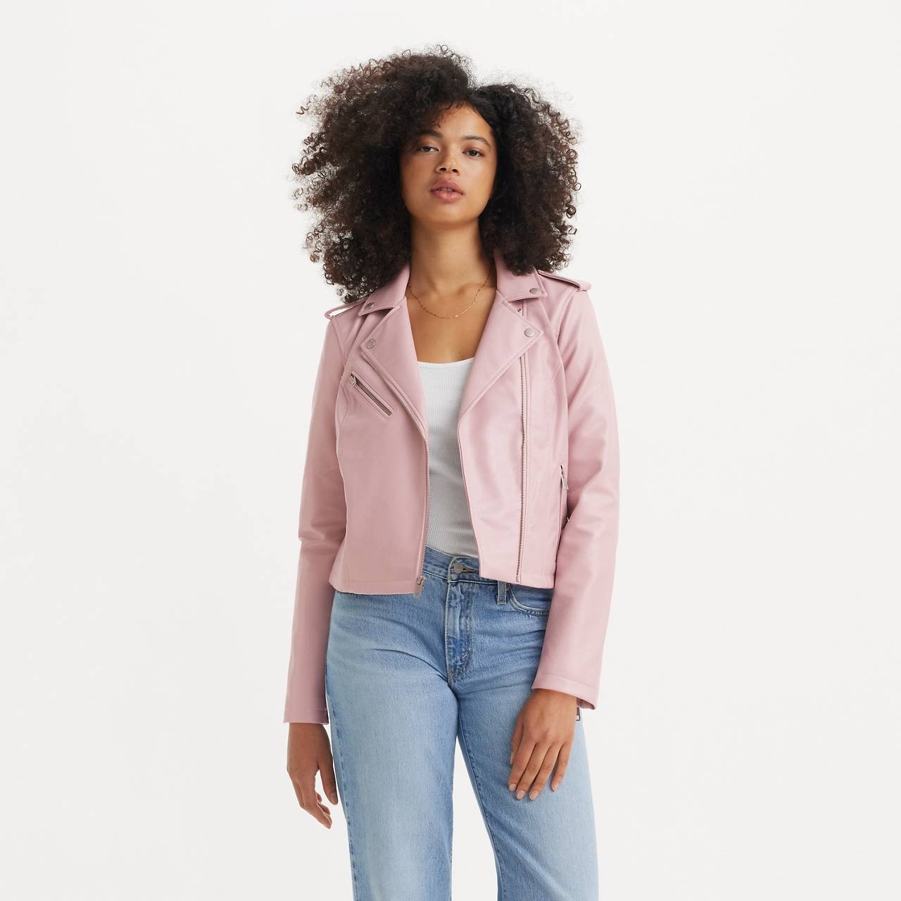 FAUX LEATHER MOTO JACKET - 1